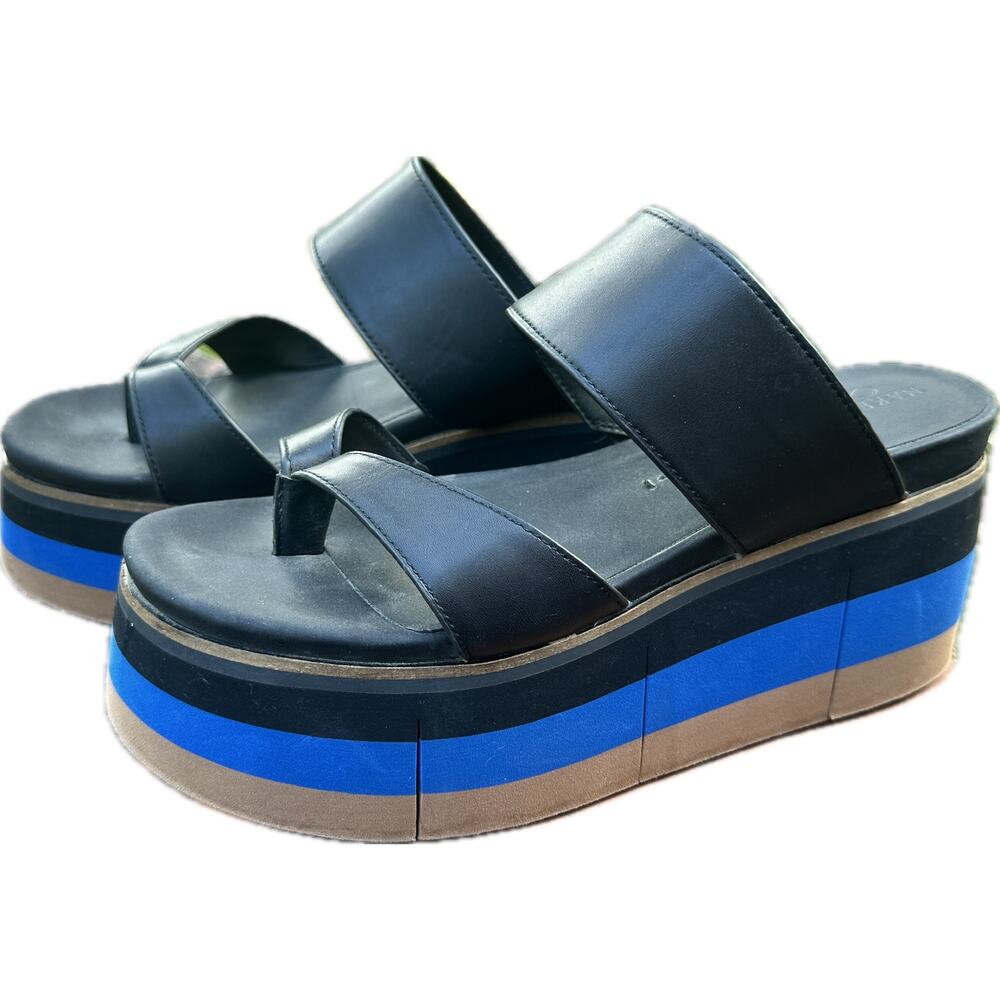 Naked Feet Flux Black Blue Platform Thong Sandal Size 9